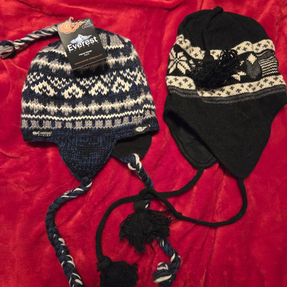 Winter Knit Hats - Blue and Black